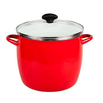 Olla profunda de 12 cuartos de galón Vasconia Viva colors de Vitroacero® Color Rojo con No se raya y su brillo perdura