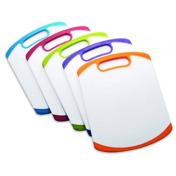 Tabla para picar 1 pieza de 28x35 cm Farberware de Polipropileno Color Blanco y Laterales Multicolor