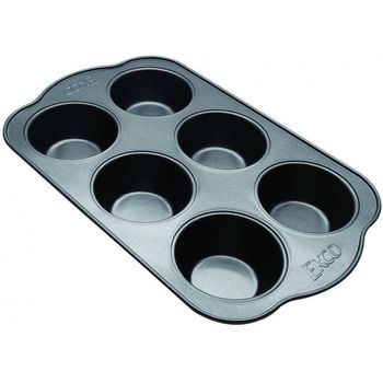 Molde para 6 muffins Ekco Evolution de Acero inoxidable Color Negro con Antiadherente de Alta Resistencia