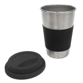 Mug de 450ml Ekco hecho de Acero Inoxidable con Funda de Silicón Negro