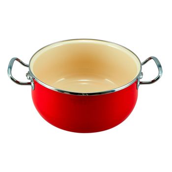 Cacerola Roja Vita Con Tapa, Exterior Vitrificado De Alta Resistencia Y Brillo Perdurable