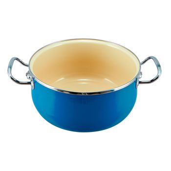 Cacerola Azul Vita Con Tapa, Exterior Vitrificado De Alta Resistencia Y Brillo Perdurable