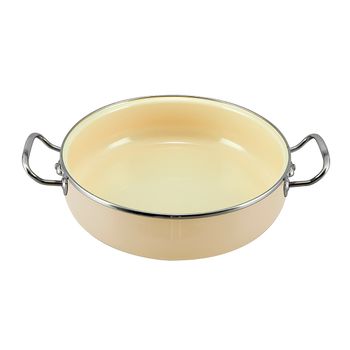 Arrocera de 28cm. Perla Vita Con Tapa, Exterior Vitrificado De Alta Resistencia Y Brillo Perdurable