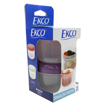 2 Pack de Mini Herméticos Ekco Snack Go de 236 ml c/u hechos de Polipropileno