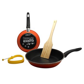 Juego de Cocina 4pz Ekco Eggselente color Naranja hecho de Acero Esmaltado con Antiadherente Duraflon®