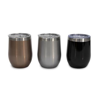 3 Pack de Mug de 340ml BYO Color Rose Gold, Plata y Negro Hechos de Acero Inoxidable con Tapa de Tritan