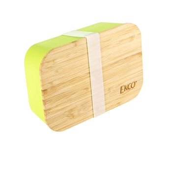 Contenedor Ekcológica de 1L Color Verde con Tapa de Bambú Libre de BPA