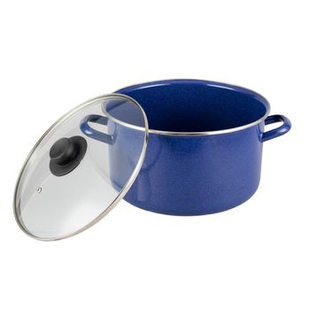 Olla de 26 cm con Tapa Ekco Azul Moteado de Acero Esmaltado