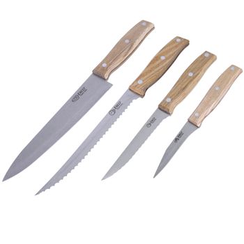 Set de cuchillos Ekco Classic de 4 piezas hechos de Acero Inoxidable con Mango de Madera