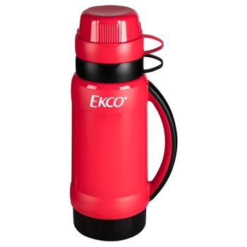 Termo de 1 litro Ekco Polaris de Ampolla de vidrio Color Rojo y negro con Tapa Antiderrame