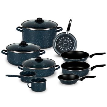 Batería de Cocina para Inducción Ekco Olimpia 12 Piezas de Acero Esmaltado - Gris
