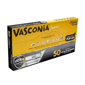 Hojas pop-up Vasconia Esencial de 50pzs de Aluminio de gran resistencia con tecnología Oxygen3 Health System®