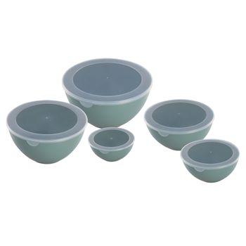 Set de Bowls Ekco Click It Color Gris de 10 Piezas con Tapa y Libres de BPA