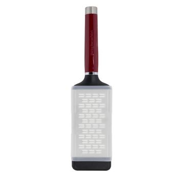 Rallador Plano KitchenAid® Gourmet Color Rojo Hecho de Acero Inoxidable con Mango de ABS e Insertos Metálicos