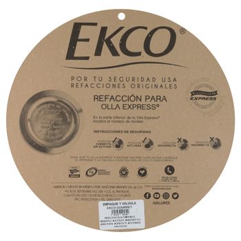 Empaque de Olla Expres Ekco Delicia con Válvula de Seguridad