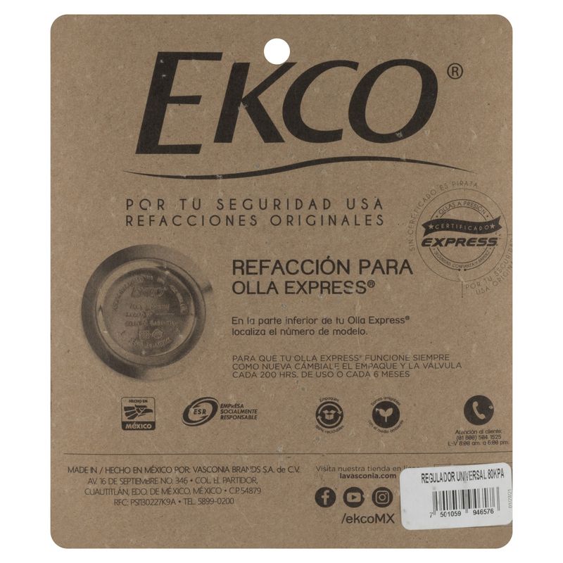 Olla Express Ekco Classic 31091 6 Litros Aluminio