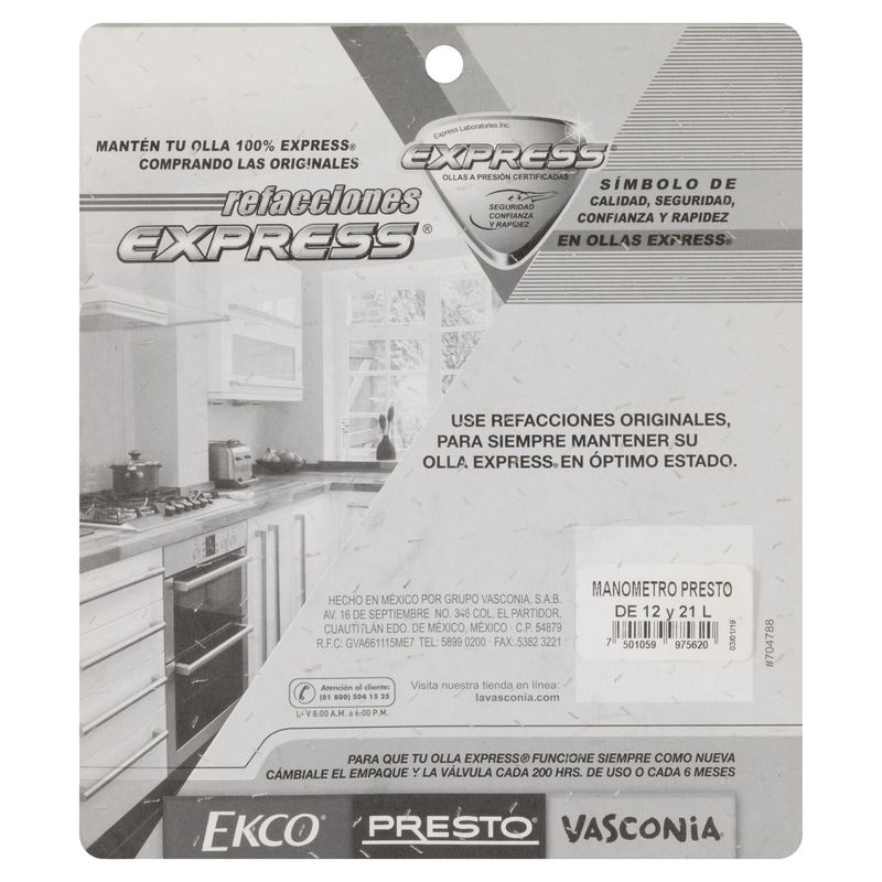 Manometro-presto-de-12-y-21-litros-fundida-Presto-de-Acero-cromado-Color-Gris-tienda-en-linea-La-Vasconia