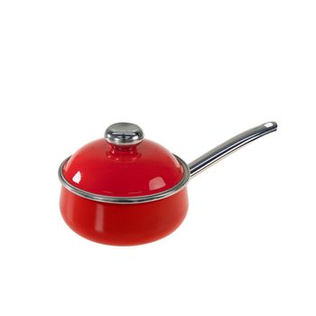 Cazo Con Tapa 16 cm Vita Color Rojo Hecho de Acero Vitrificado