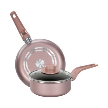 Juego de Sartenes Antiadherentes Ekco de Aluminio 3 pz - Rosa