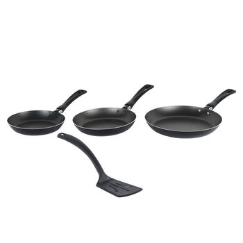 Juego de Sartenes Antiadherentes Deleite de Aluminio 3 pz +1 Utensilio - Negro