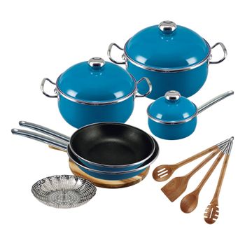 Batería de Cocina Vita 14 Piezas Azul Con Antiadherente de Alta Gama