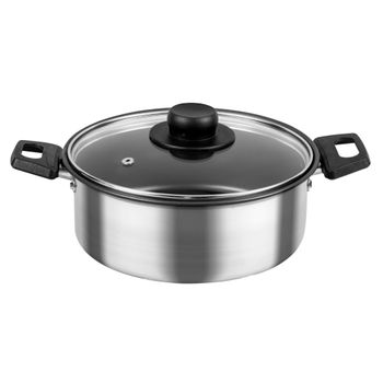 Cacerola Ekco de Aluminio con Tapa de Vidrio Color Gris con Duraflon® de Alto Rendimiento