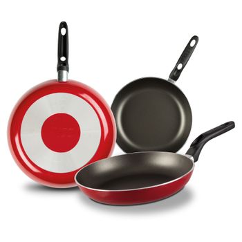 Juego de Sartenes Antiadherentes Ekco de Aluminio 3 Piezas - Rojo