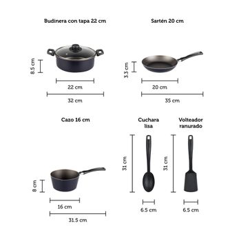 Batería de Cocina con Antiadherente Ekco 6 Piezas de Aluminio - Azul