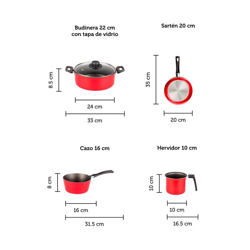 Bateria-de-Cocina-Casamoda-de-5-Piezas-de-Aluminio-Color-Rojo-con-Duraflon®-de-Alto-Rendimiento-tienda-en-linea-La-Vasconia