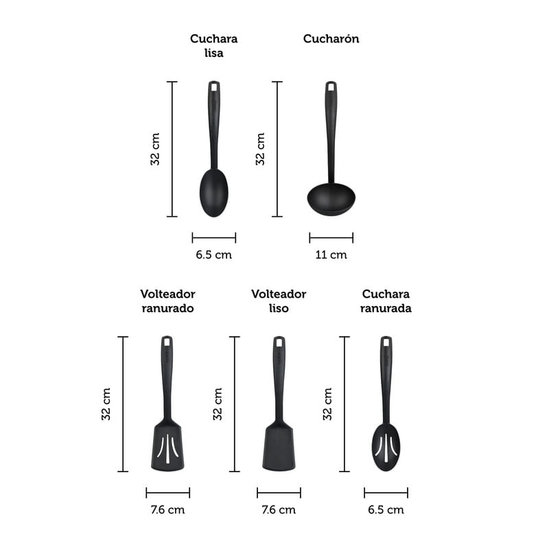 Set 5 Utensilios de Cocina Nylon Eco Quttin.