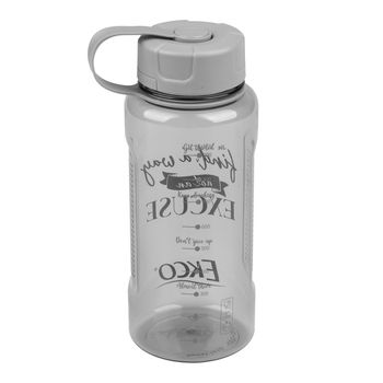Botella de Agua 1 Litro Ekco Motivacional Gris con Tapa de Rosca