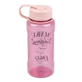 Botella de Agua 1 Litro Ekco Motivacional Rosa con Tapa de Rosca