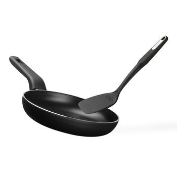 Sartén Antiadherente Vasconia Esencial de Aluminio 20 cm con Utensilio - Negro