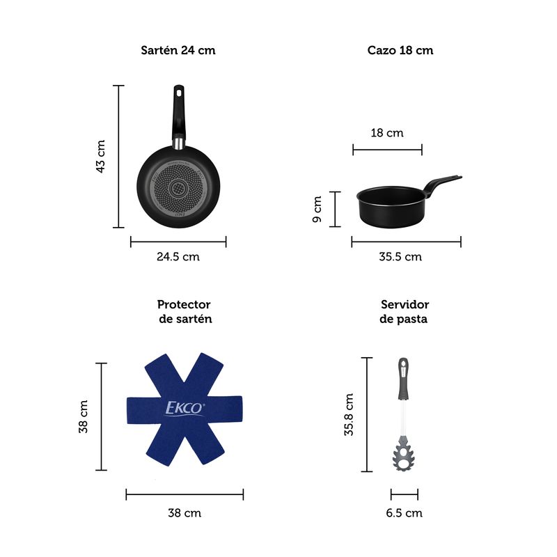 Batería Cocina Inducción 4 Piezas, Aluminio Sin Pfoa, Set Cazuelas