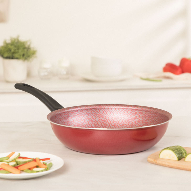 Sarten Wok Antiadherente Classic 28cm Rojo - EKCO – Cristaleria La Unica