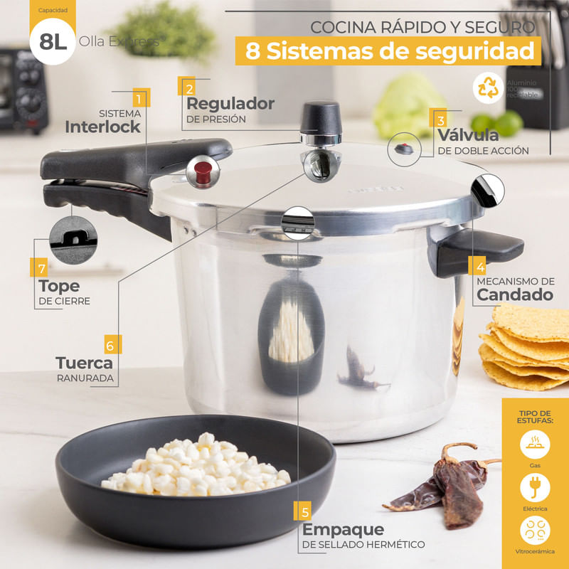 Olla a presión inox Classic 8 lts — Amo cocinar