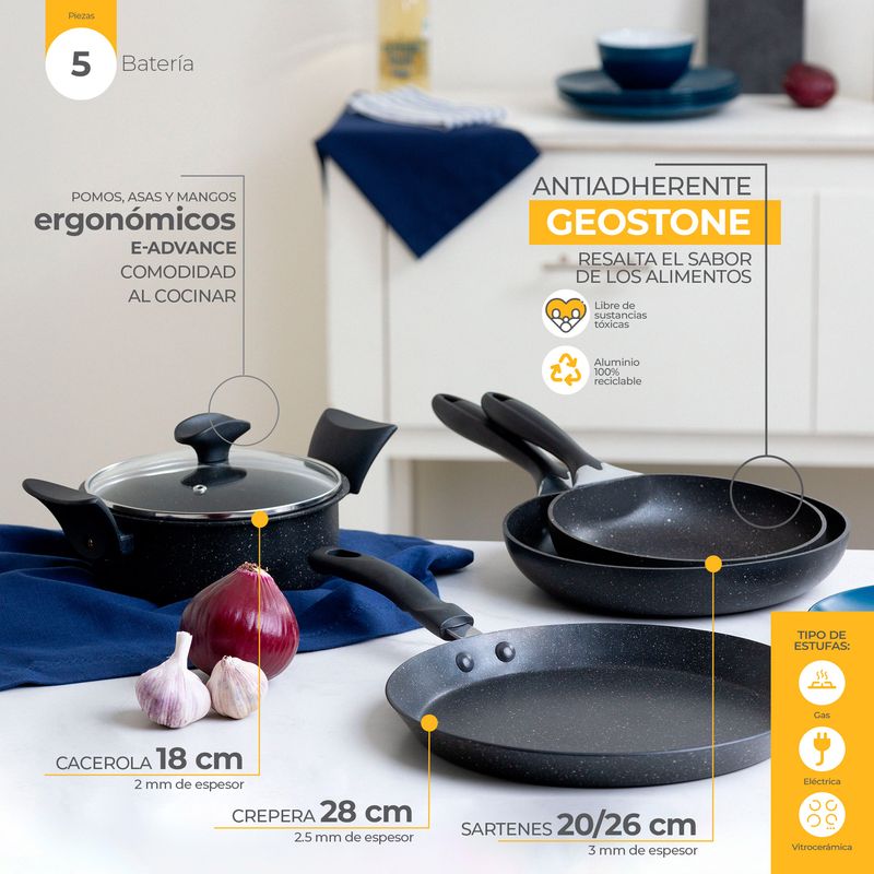 Ollas y Sartenes de Cocina Set Sarten Cacerolas Antiadherentes Juego 18  Piezas