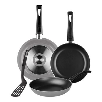 Juego de Sartenes Antiadherentes Ekco de Aluminio 3 pz +1 Utensilio - Gris