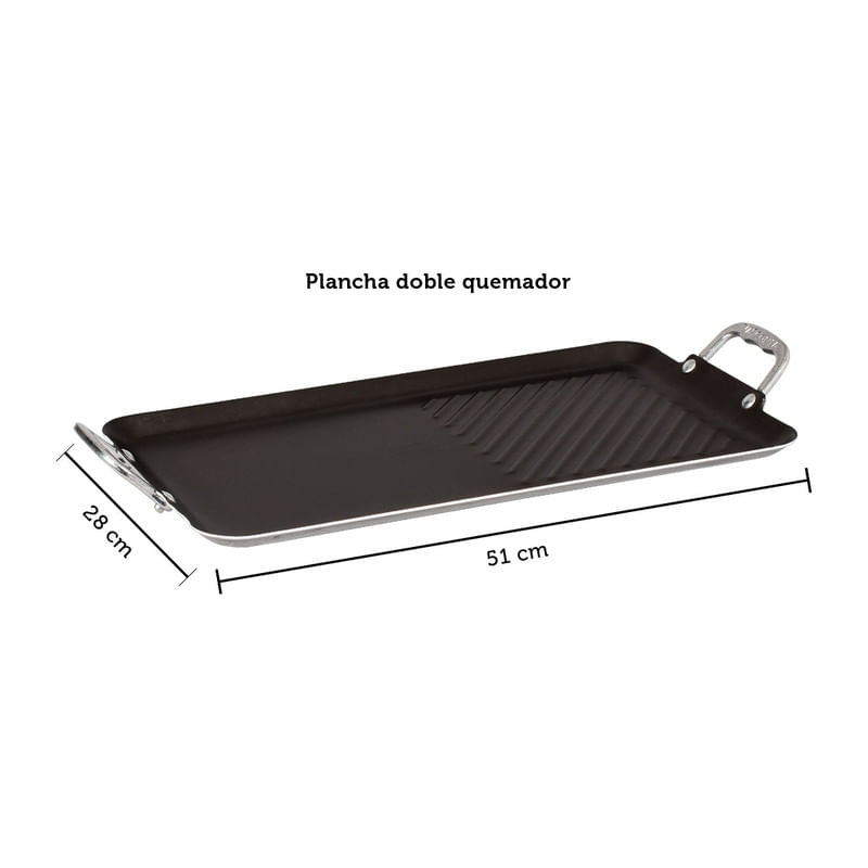 Comal rectangular antiadherente 29 x 48 cm