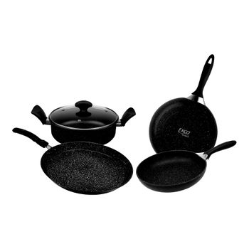 Batería de Cocina con Antiadherente Ekco Advance 5 Piezas de Aluminio - Negro