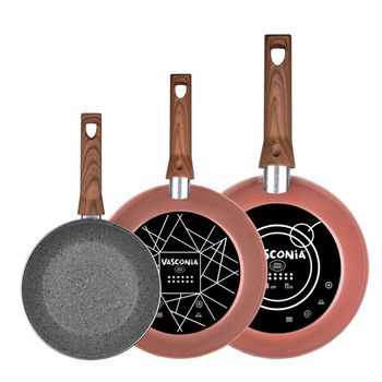 Juego de Sartenes Vasconia Prime de Vitroacero 3 Piezas - Rosa