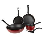 5-Pack-de-Sartenes-Ferrari-Ekco-Classic-de-5-Piezas-de-Aluminio-Color-Rojo-con-Duraflon®-de-Alto-Rendimiento-tienda-en-linea-La-Vasconia