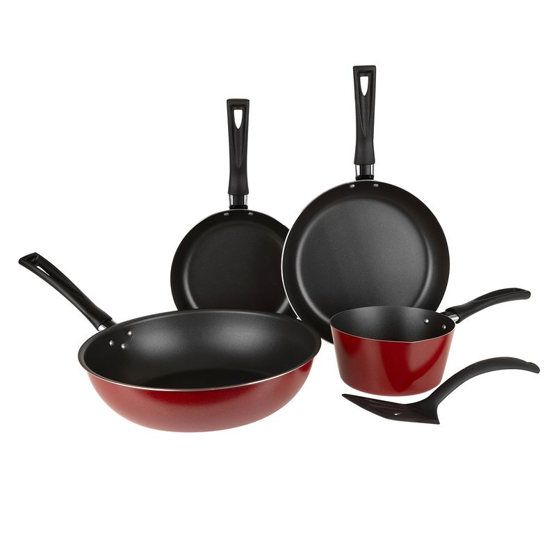 5-Pack-de-Sartenes-Ferrari-Ekco-Classic-de-5-Piezas-de-Aluminio-Color-Rojo-con-Duraflon®-de-Alto-Rendimiento-tienda-en-linea-La-Vasconia