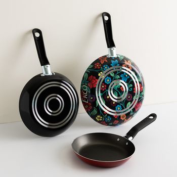 Juego de Sartenes con Antiadherente Ekco Origenes de Aluminio 3 Piezas - Negro