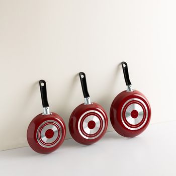 Juego de Sartenes con Antiadherente Ekco Classic de Aluminio 3 Piezas - Rojo