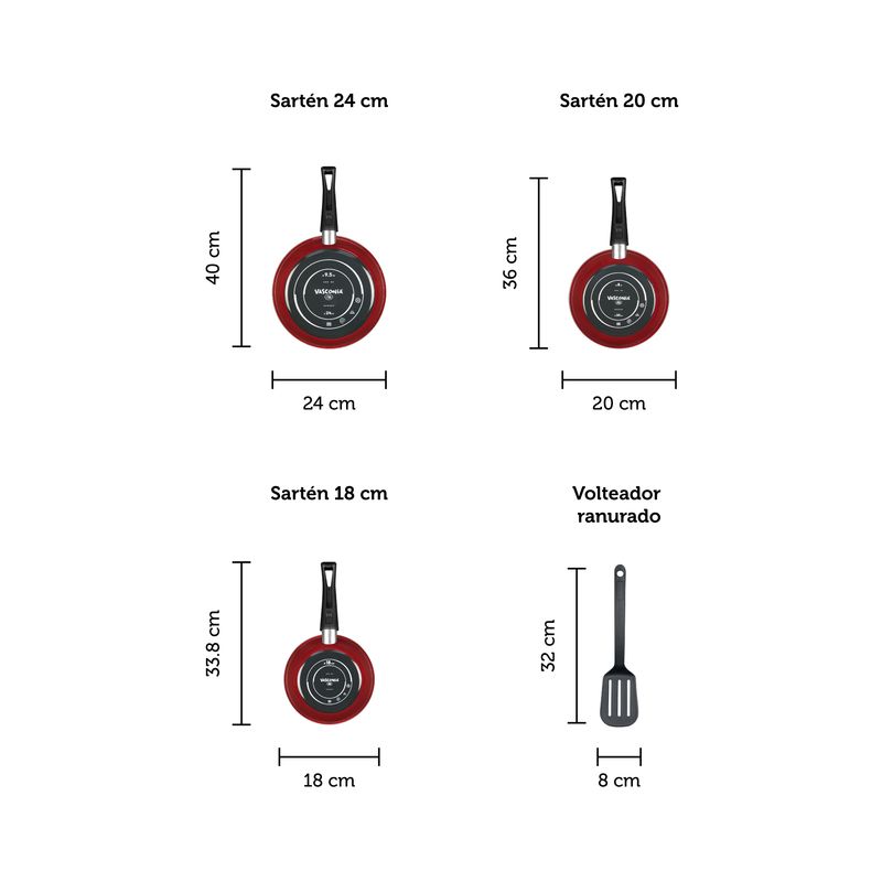 Set de Sartenes Antiadherentes y Acsesorios 7 Piezas Vasconia