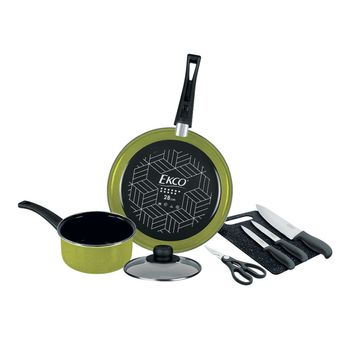 Batería de Cocina para Inducción Ekco Adana 8 Piezas de Acero Esmaltado - Verde