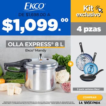 Kit de Cocina Exclusivo Ekco + 3 Pack de Sartenes