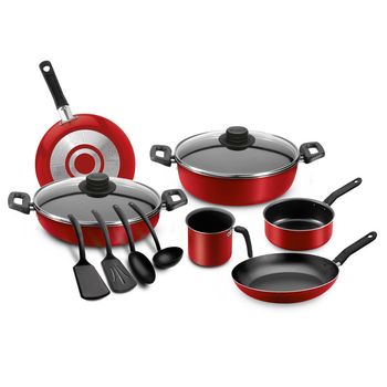 Batería de Cocina con Antiadherente Ekco Classic 12 Piezas de Aluminio - Rojo