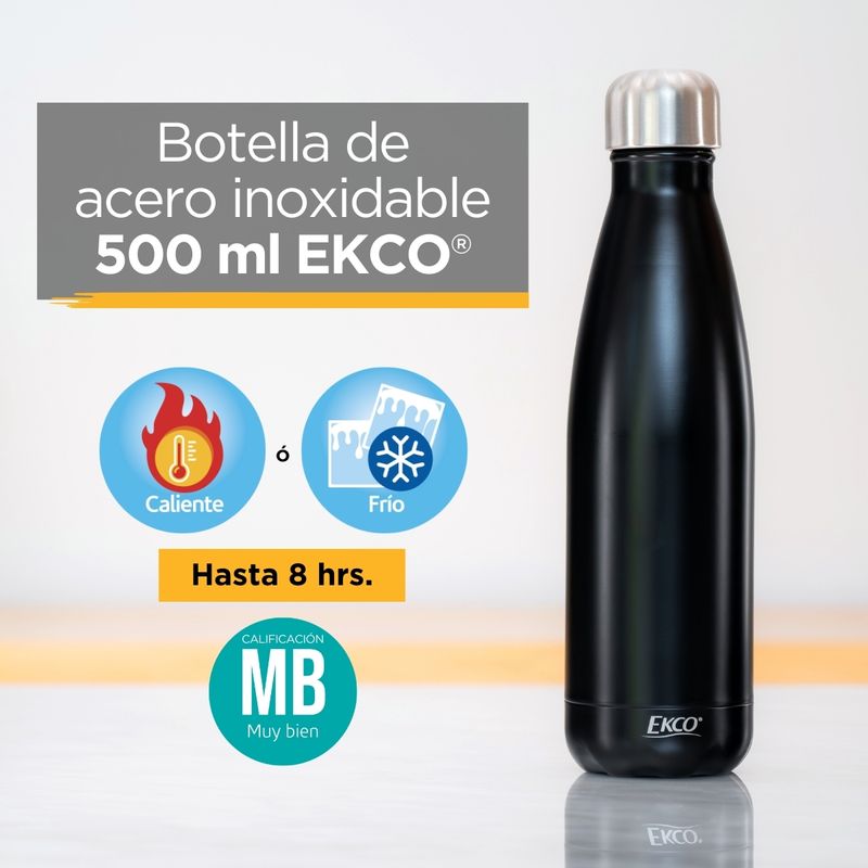 Botella para Agua de Acero Inoxidable 500 ml Ekco